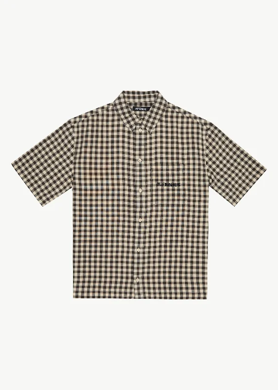 AFENDS Mens Gambet - Short Sleeve Shirt - Sand