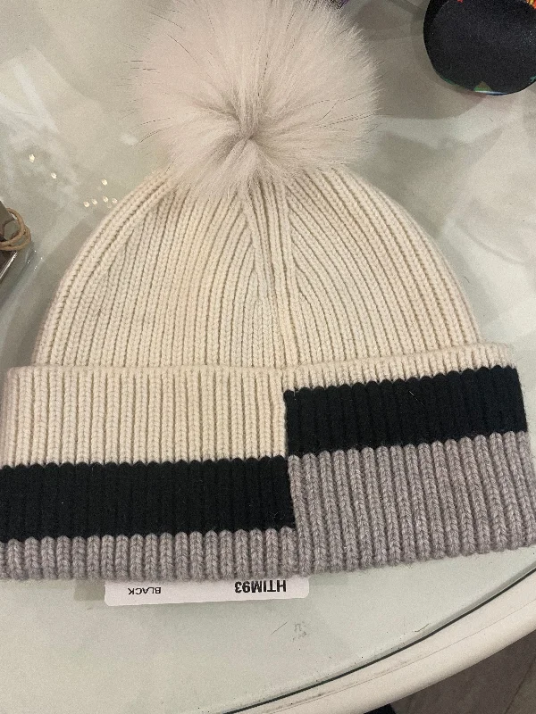 Cashmere Blend Beanie w/ Pom Poms