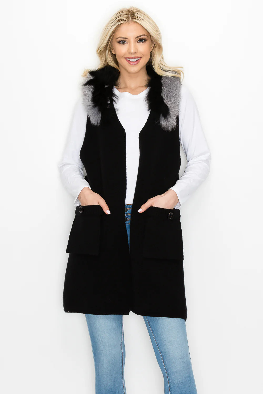 Selma Sweater Vest w/ Removable Fur