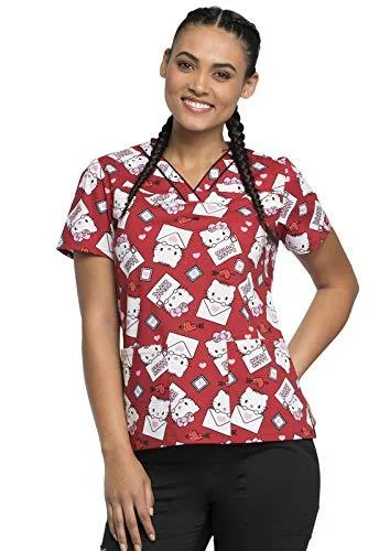 Cherokee Tooniforms TF610 Women's V-Neck Print Scrub Top