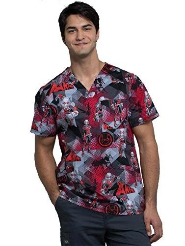 Cherokee Tooniforms TF675 Men's V-Neck Print Scrub Top X-Small