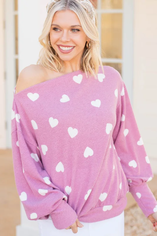 Season Of Love Blush Pink Heart Print Pullover