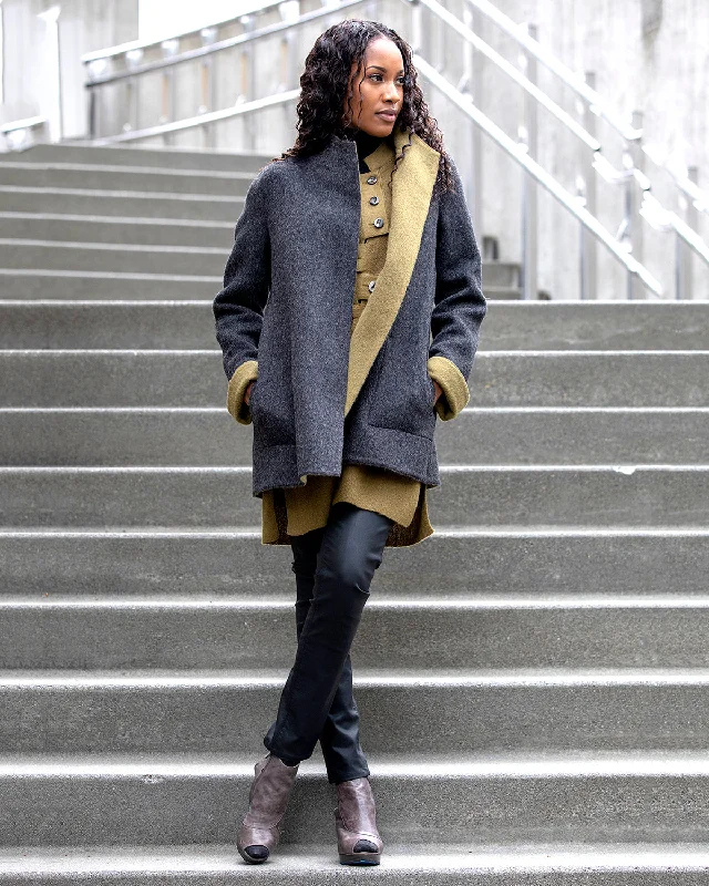 Reversible Asymmetric Alpaca Coat in Discontinued Colors