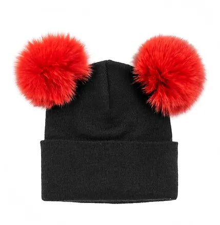 Mickey Mouse Beanie w/ Red Poms