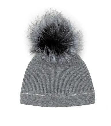 Grey Beanie w/ Contrast Lines