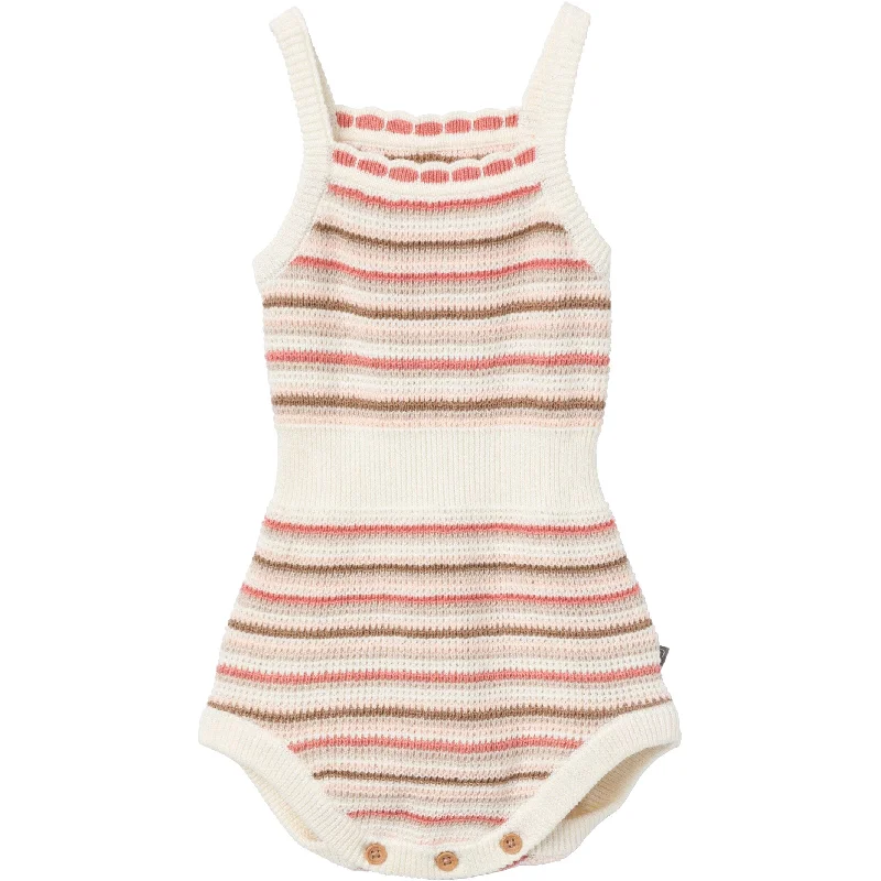 Baby Girls Pink Stripe Crochet Sunsuit Romper