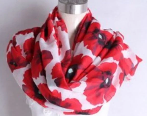 White Large Poppy Scarf