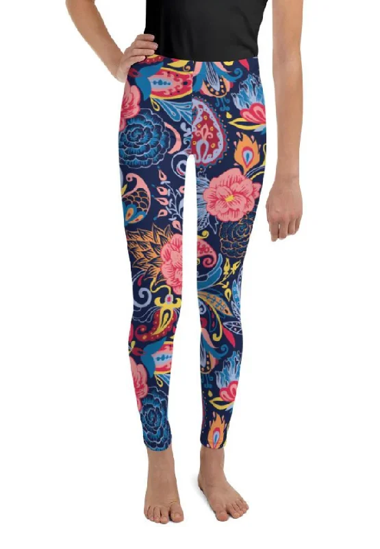 Art Deco Floral Youth Leggings