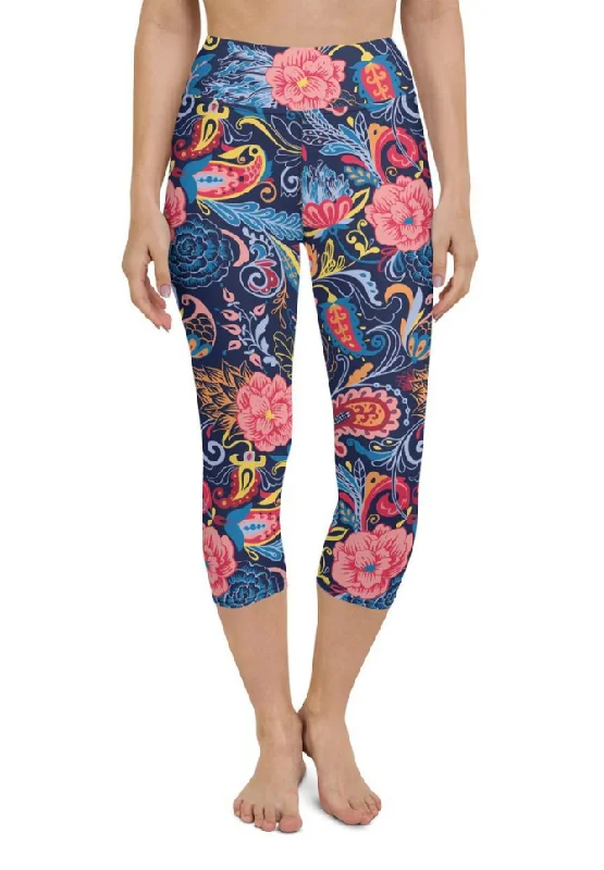 Art Deco Floral Yoga Capris