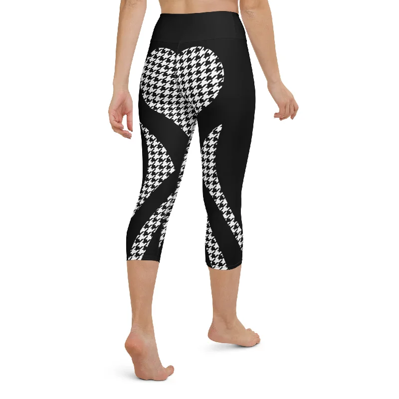 Houndstooth Heart Shaped Yoga Capris