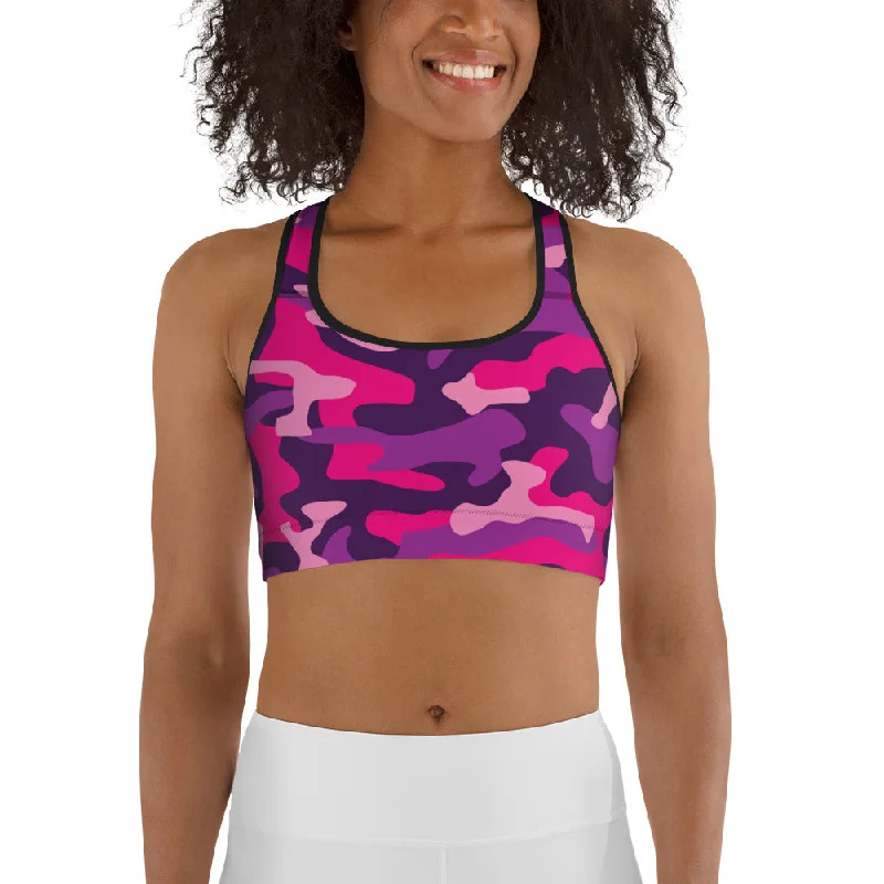 Pink & Purple Camo Sports Bra