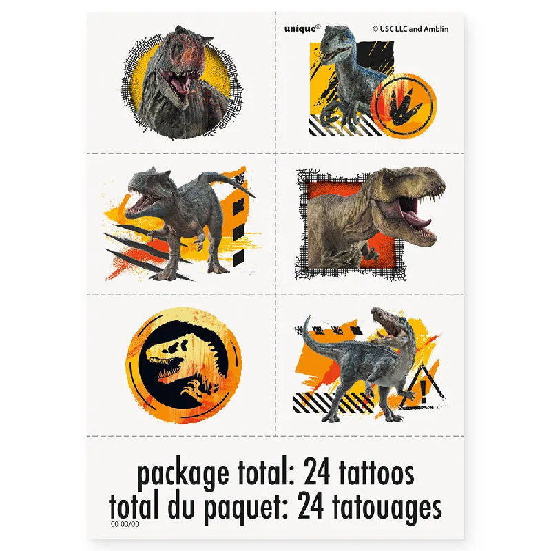 JURASSIC WORLD 3 TATTOOS (24 PK)