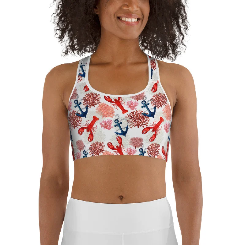 Cute Lobster Sports Bra