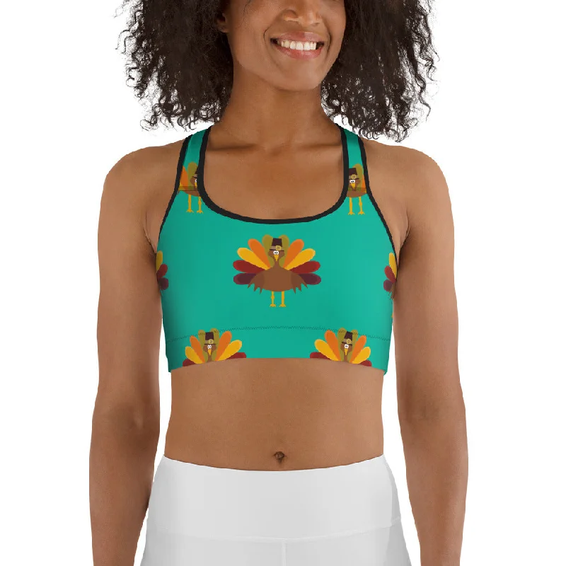 Thanksgiving Turkey Print Sports Bra