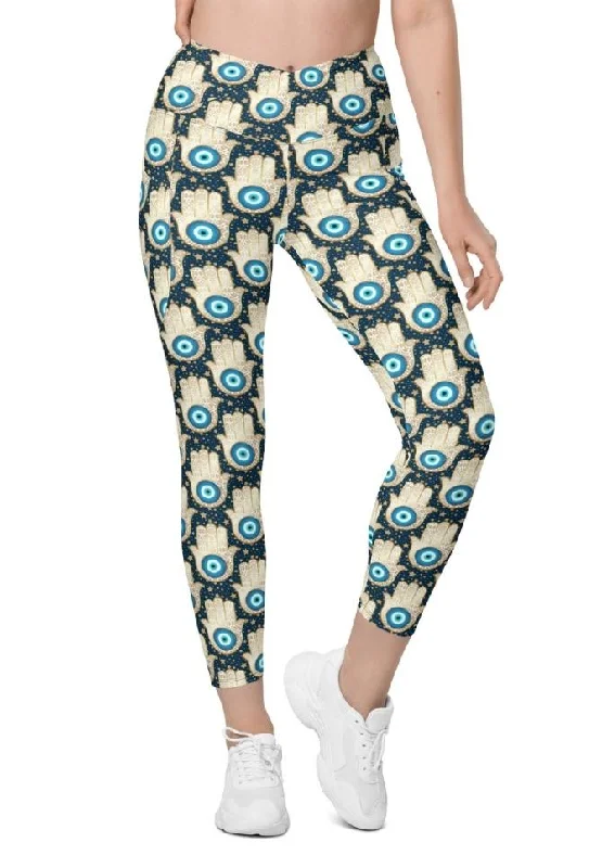 Eye Talisman Crossover Leggings With Pockets