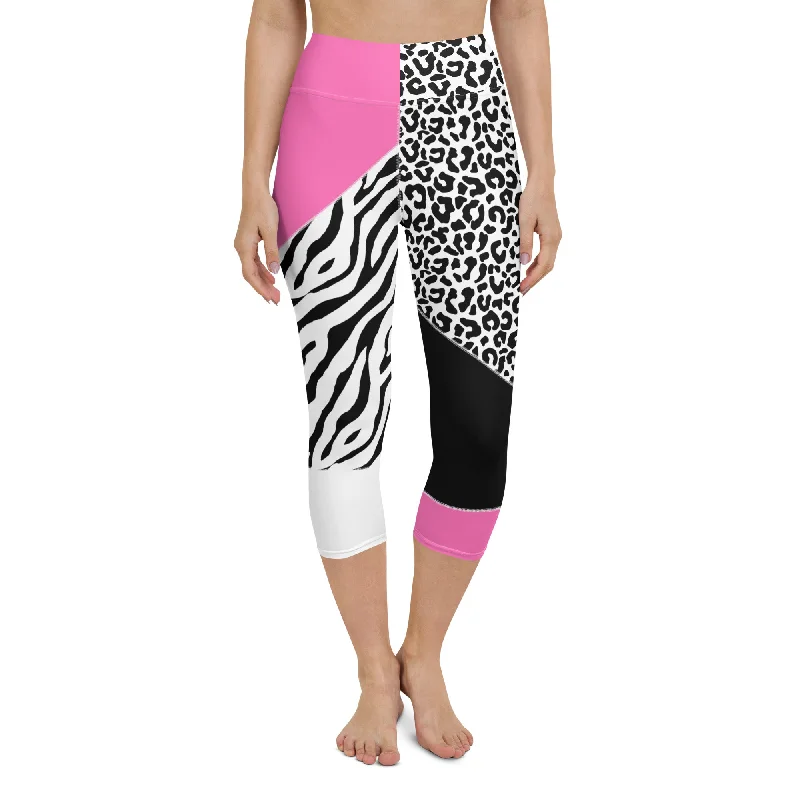 Leopard Color Block Yoga Capris