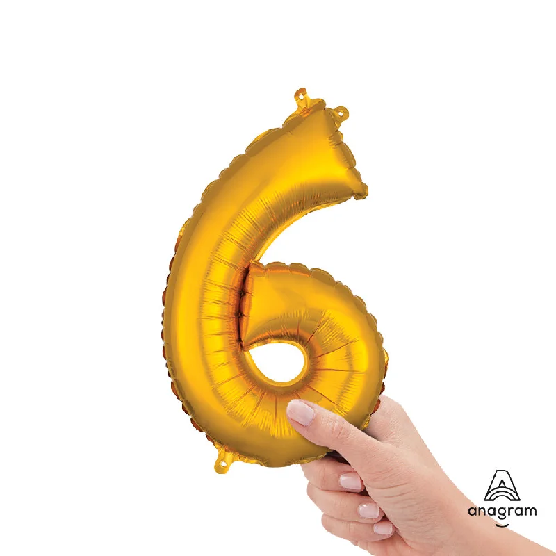 16 inch NUMBER 6 - ANAGRAM - GOLD (AIR-FILL ONLY)