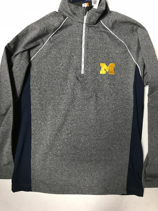 Michigan Wolverines Adult Gray Stamina Antigua 1/4 Zip