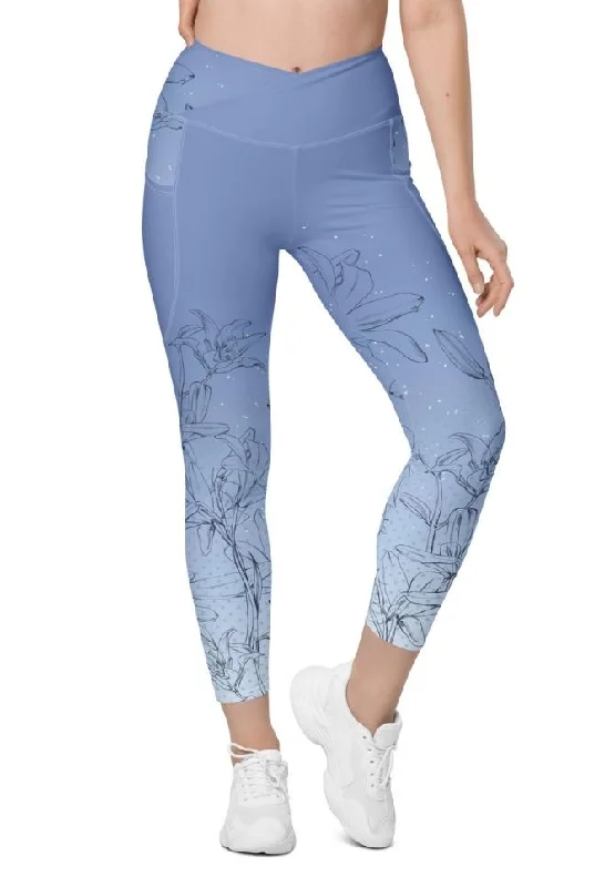 Soft Lilies Crossover Leggings With Pockets