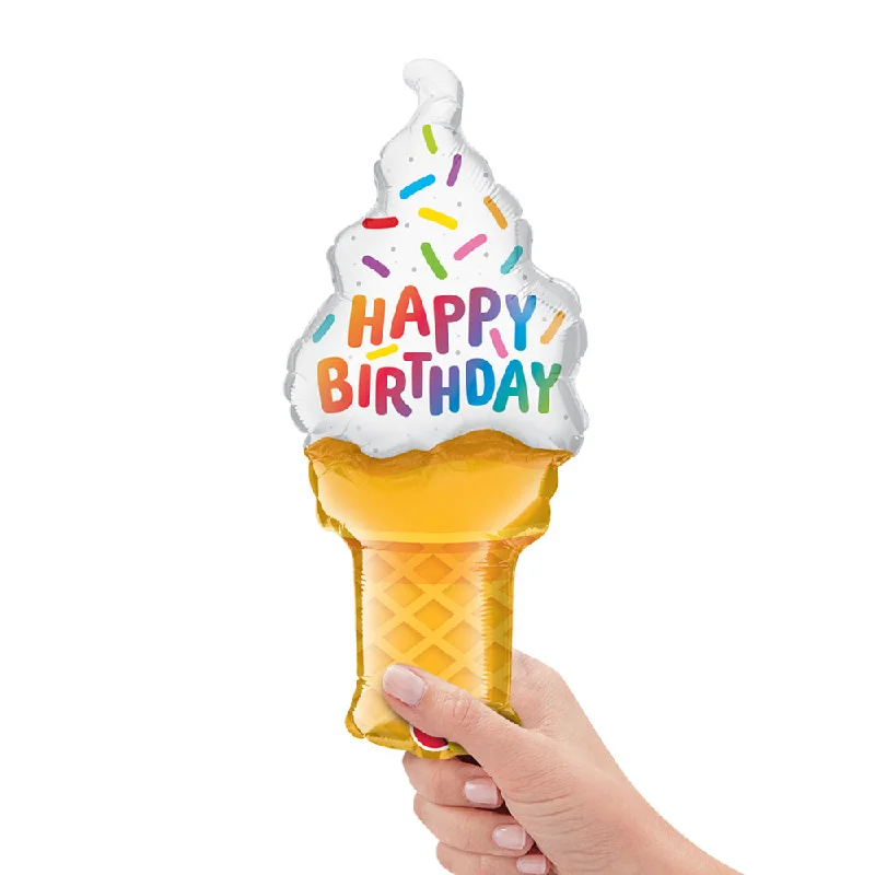 14 inch BIRTHDAY ICE CREAM CONE MINI SHAPE (AIR-FILL ONLY)