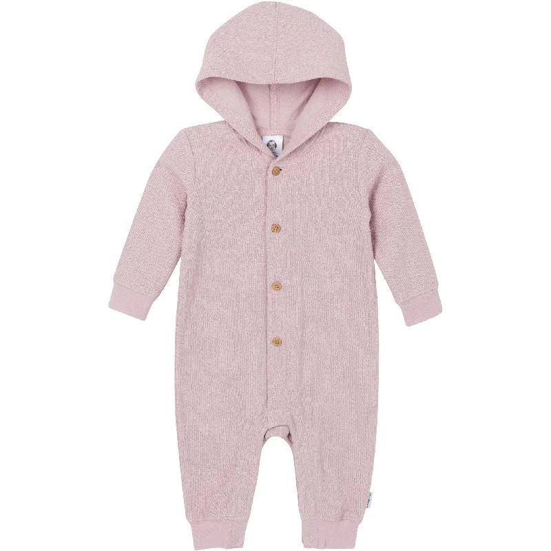 Baby Girls Mauve Hooded Romper