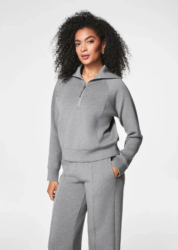 Spanx AirEssentials Half Zip - Medium Grey Heather