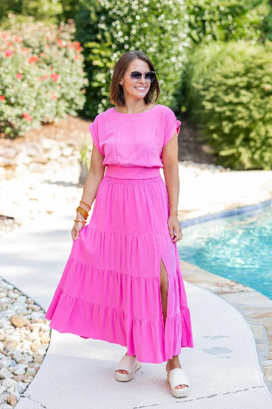 Darling Pink Maxi Skirt Set