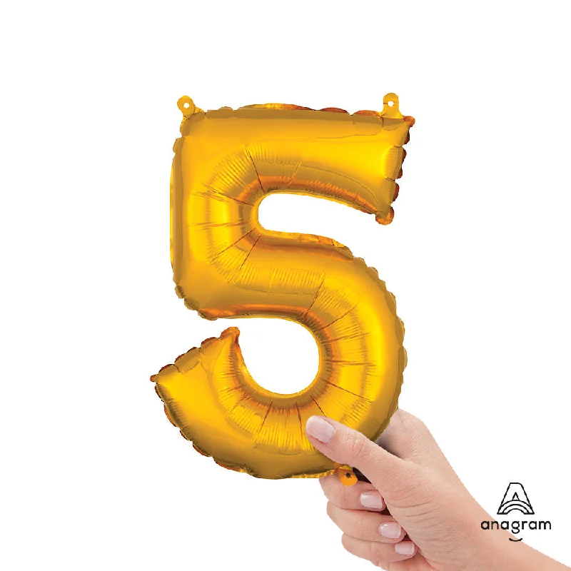 16 inch NUMBER 5 - ANAGRAM - GOLD (AIR-FILL ONLY)