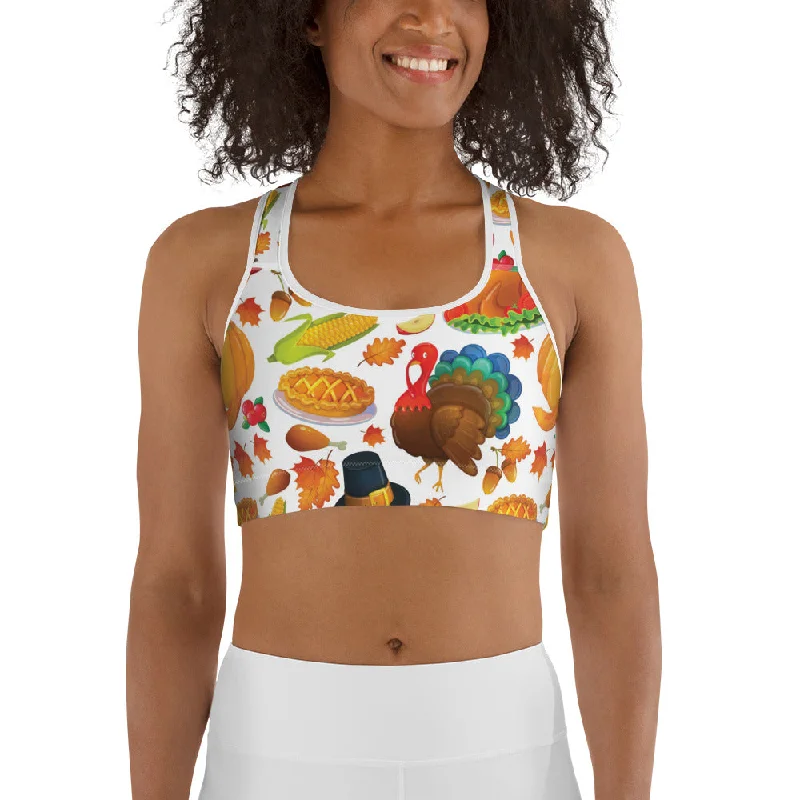 Thanksgiving Pattern Sports Bra