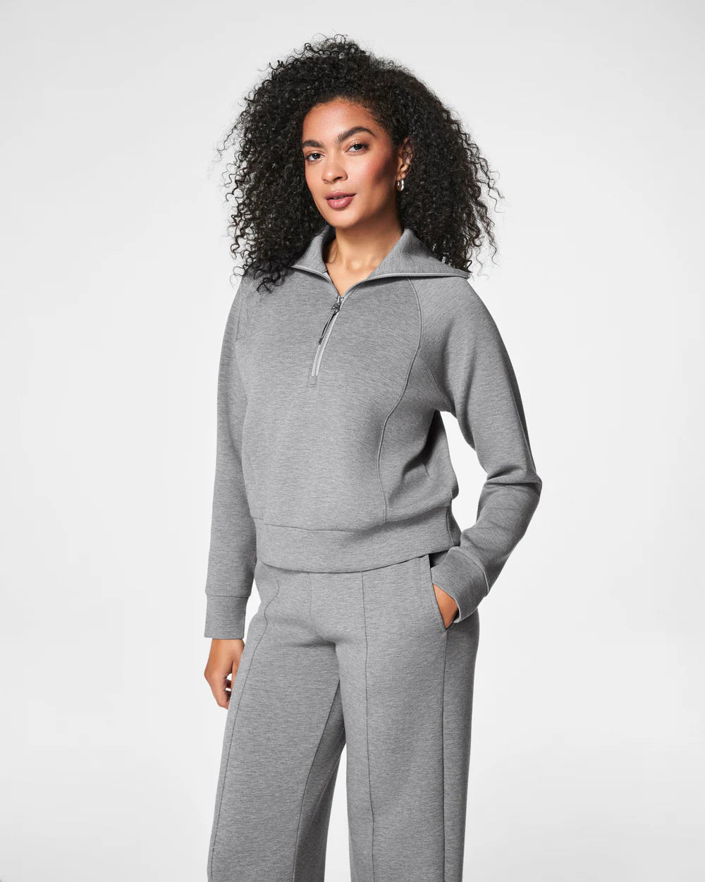 Spanx AirEssentials Heather Grey Half Zip