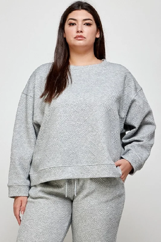 My Heart Textured Grey Pullover Top