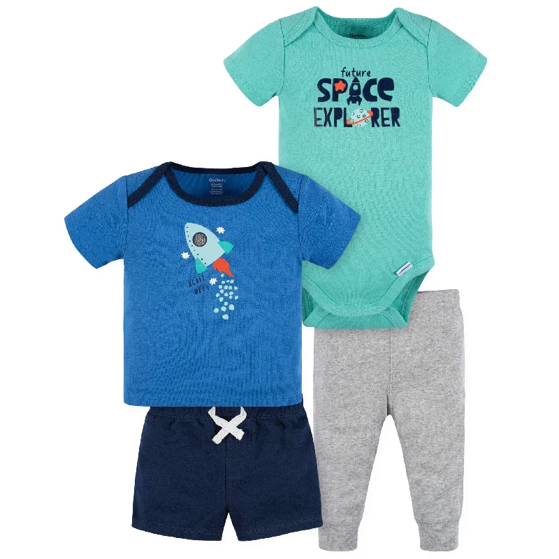 4-Piece Baby Boys Future Space Explorer Onesies® Bodysuit, Tee, Shorts & Pant Set