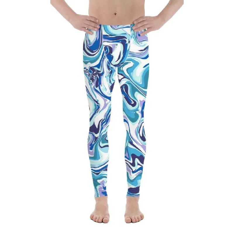 Vibrant Blue Marble Men's Leggings