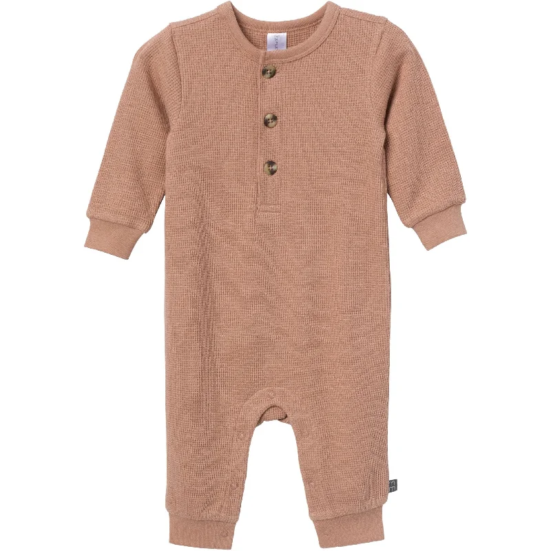 Baby Boys Taupe Waffle Slouch Romper