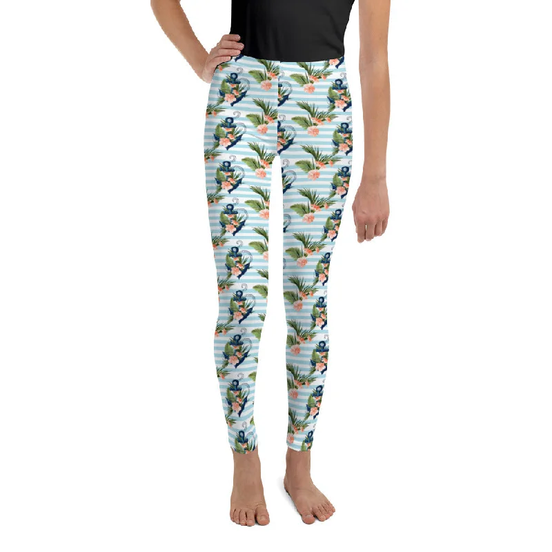 Floral Anchor Youth Leggings