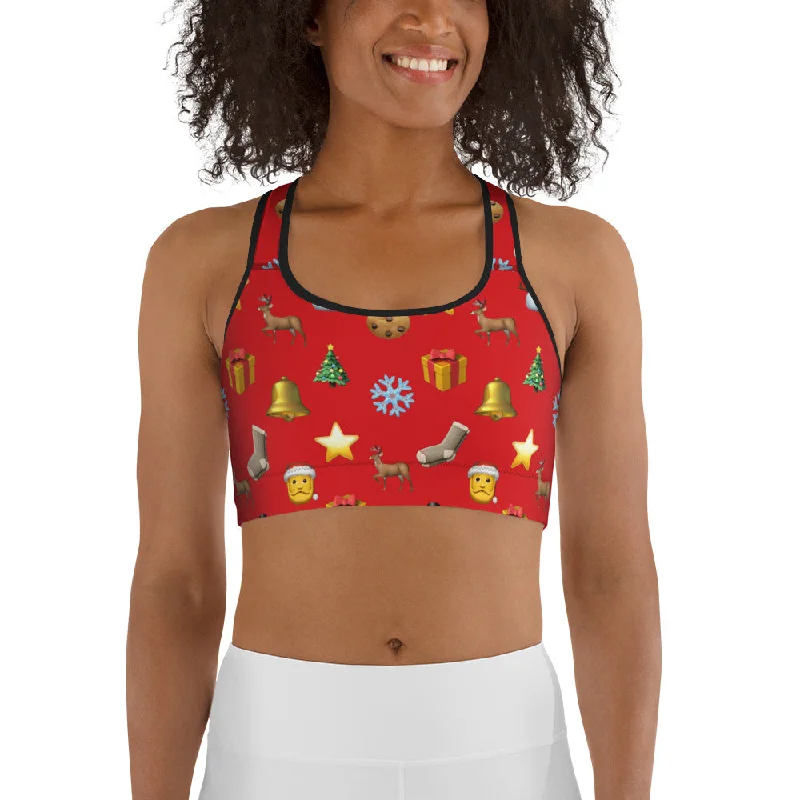 Christmas Emoji Sports Bra