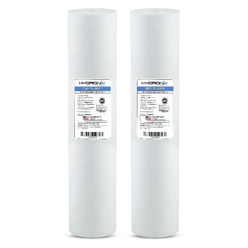 Hydronix Whole House Water Sediment Filter 4.5" x 20" - 1 Micron (2 Pack)