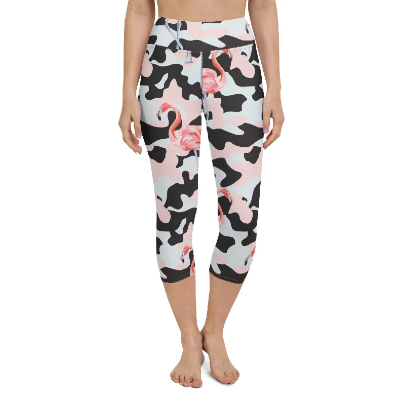 Pink Flamingo Camo Yoga Capris