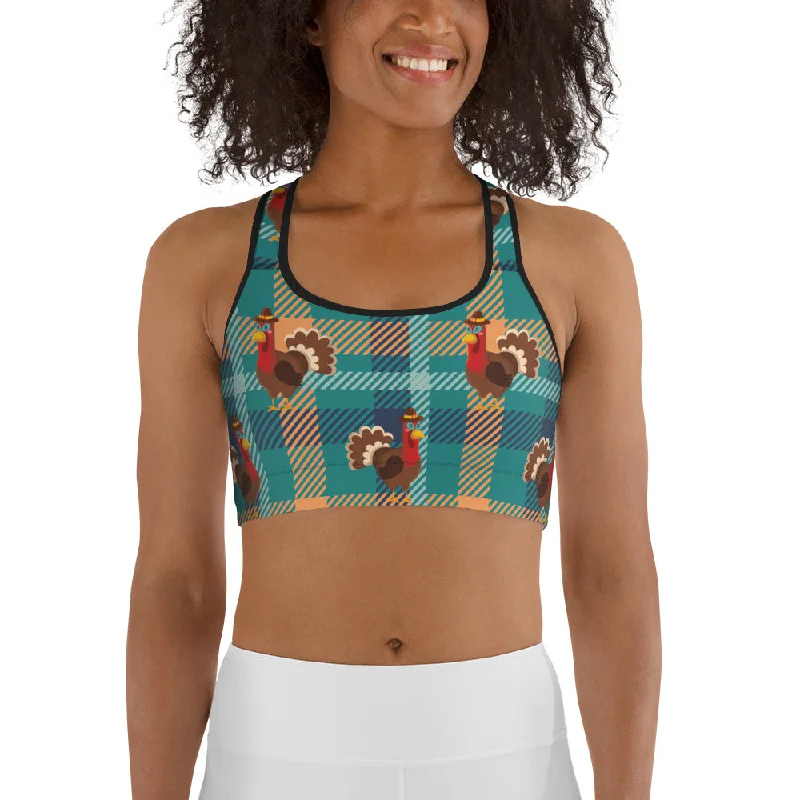 Thanksgiving Plaid Sports Bra