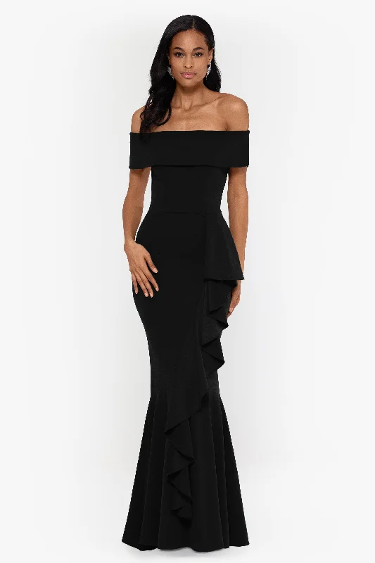 "Carina" Long Off the Shoulder Ruffle Dress