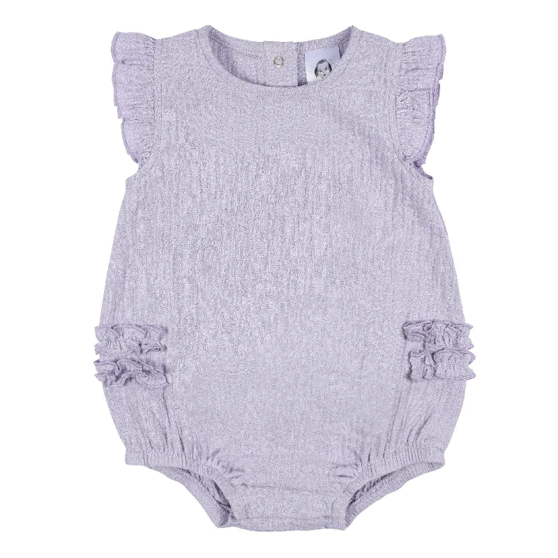 Baby Girls Purple Gauze Bubble Romper