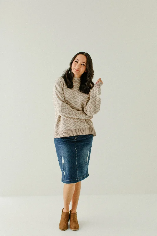 'Sojourner' Daisy Jacquard Sweater in Taupe